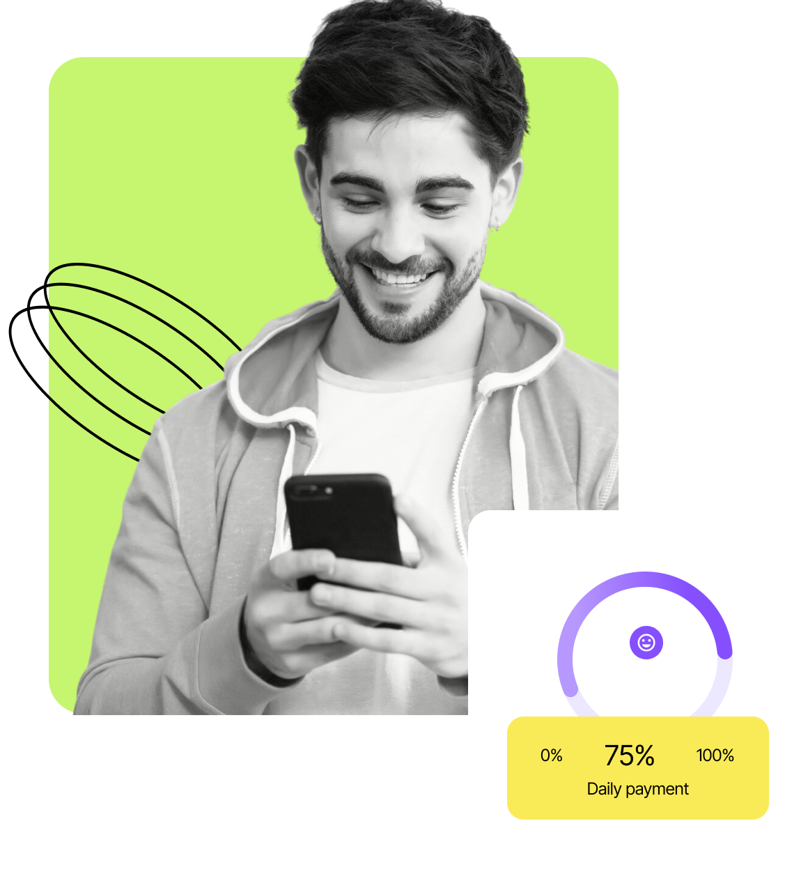 Happy man using phone